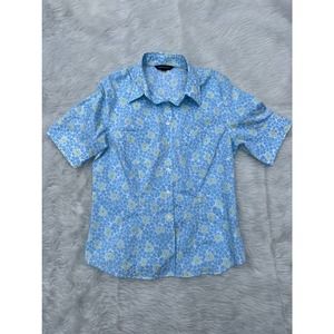 Lands’ End Floral Short Sleeve Button Up Shirt Size 8